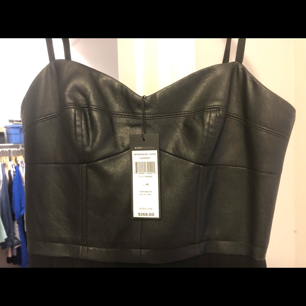 BCBG Leandra Hi-Low Black Mixed-Media Dress